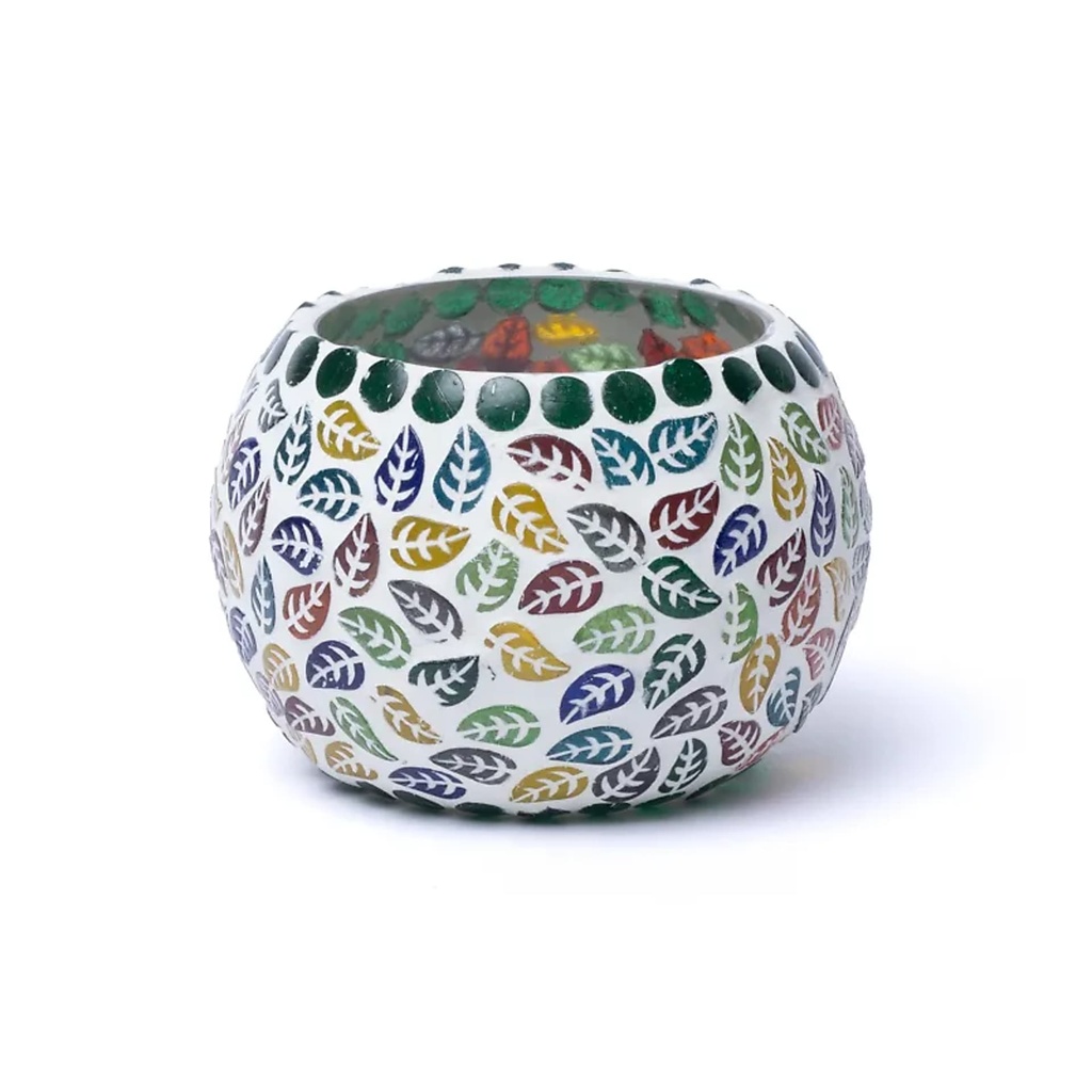 Photophore mosaïque feuilles -- 9cm