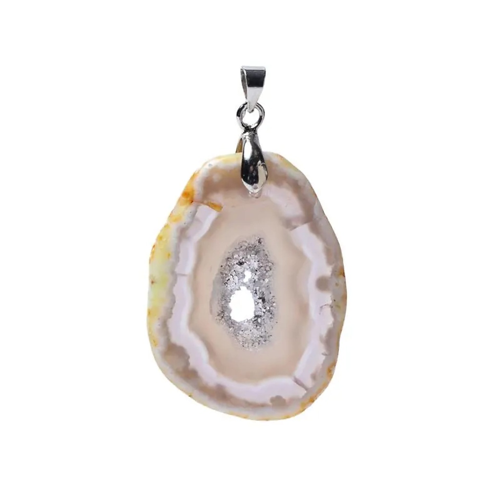 Pendentif en agate avec cristaux -- ±3 cm