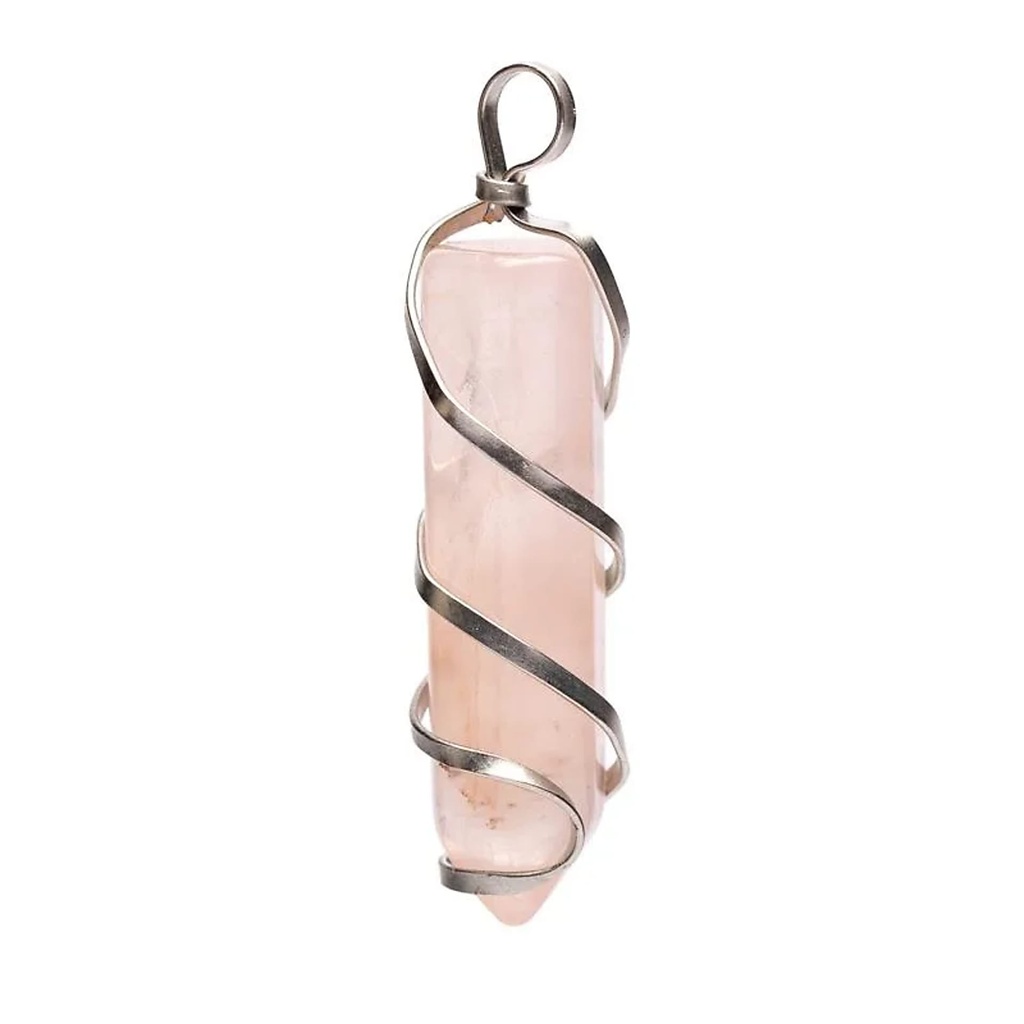 Pendentif pointe de quartz rose -- ±4 cm	