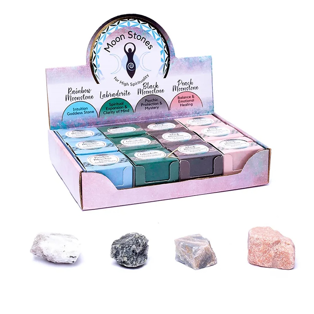 Pierres de Lune 12 pièces dans une boîte de présentation pop-up -- 69g