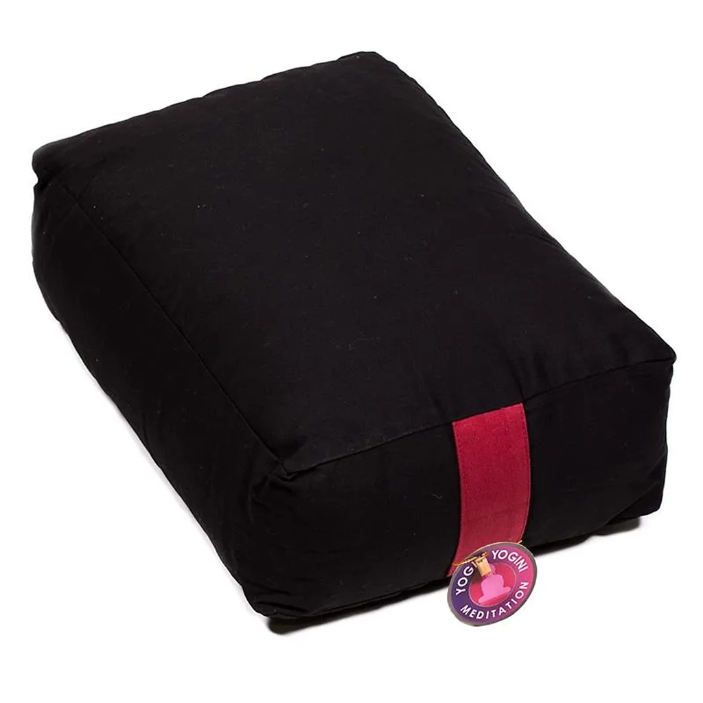 Coussin rectangulaire méditation/yoga noir | 38x28x12 cm