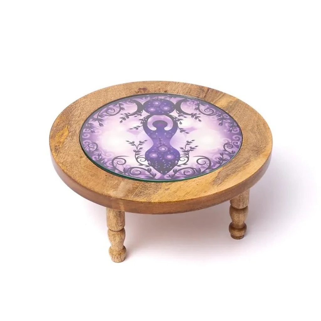 Table d'appoint en bois Déesse de la lune, impression sur verre -- ±1450g; ±30x12,5cm