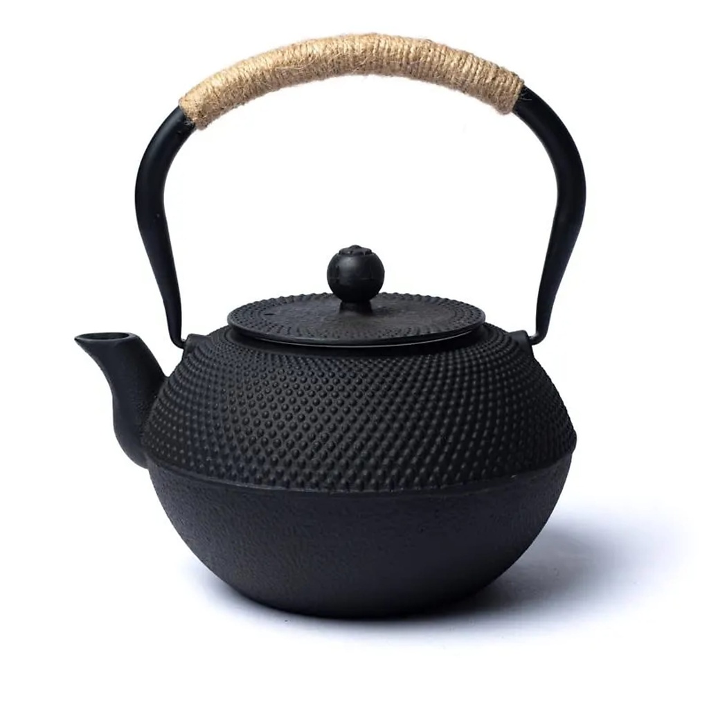 Théière Tetsubin en fonte 1,2 litre noire (sans revêtement) -- 1200 ml; ±1700g