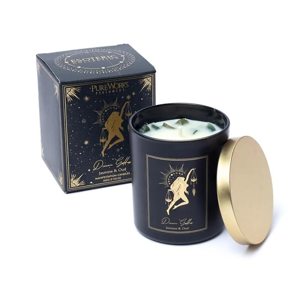 Bougie d'intention Divine Goddess en verre avec couvercle -- 200g