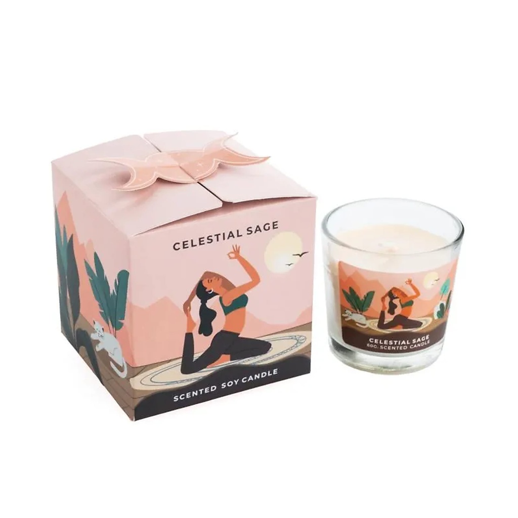 Bougie en cire de soja Moonshine Yoga Sauge Céleste -- 60g