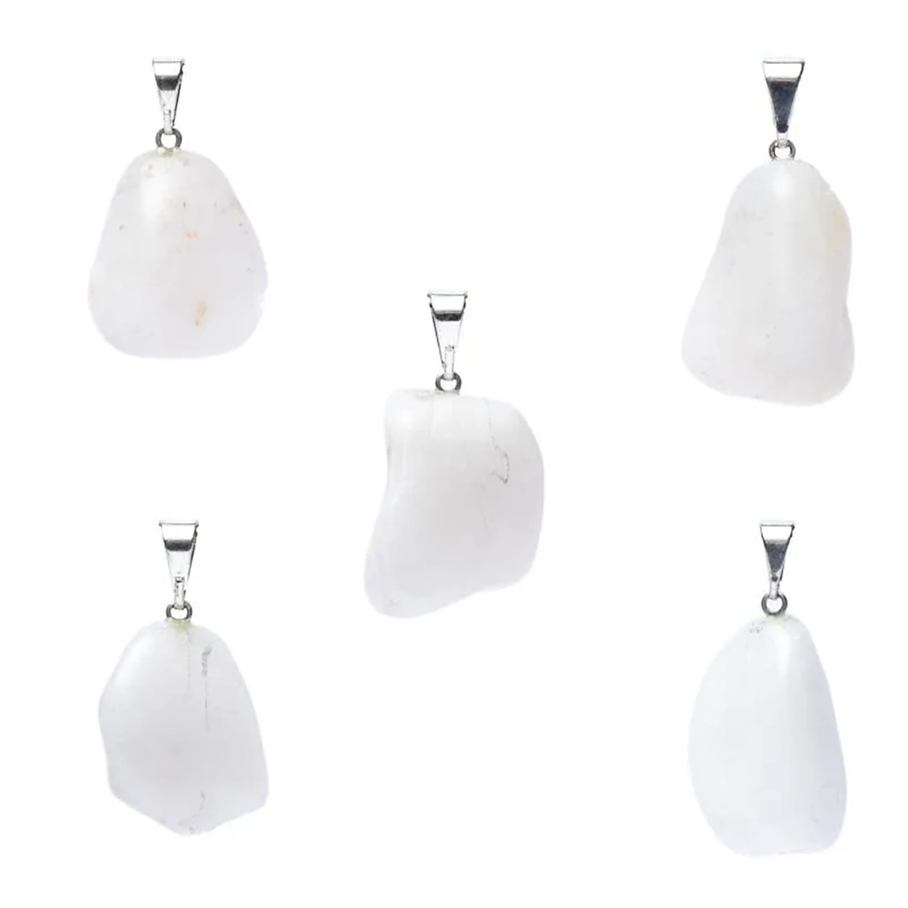 Pendentif en pierre précieuse de quartz laiteux percée -- ±2cm