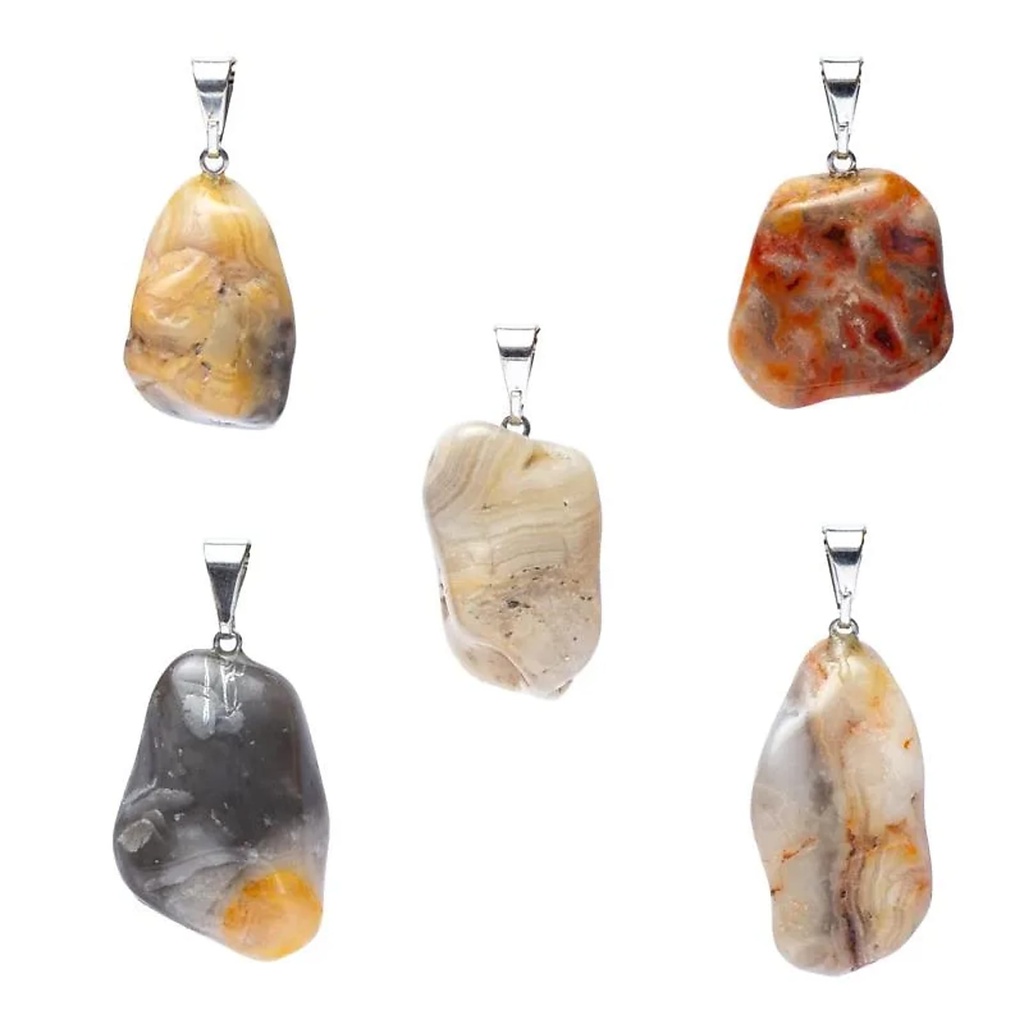 Pendentif en pierre précieuse d'agate Crazy Lace percée -- ±2,5cm