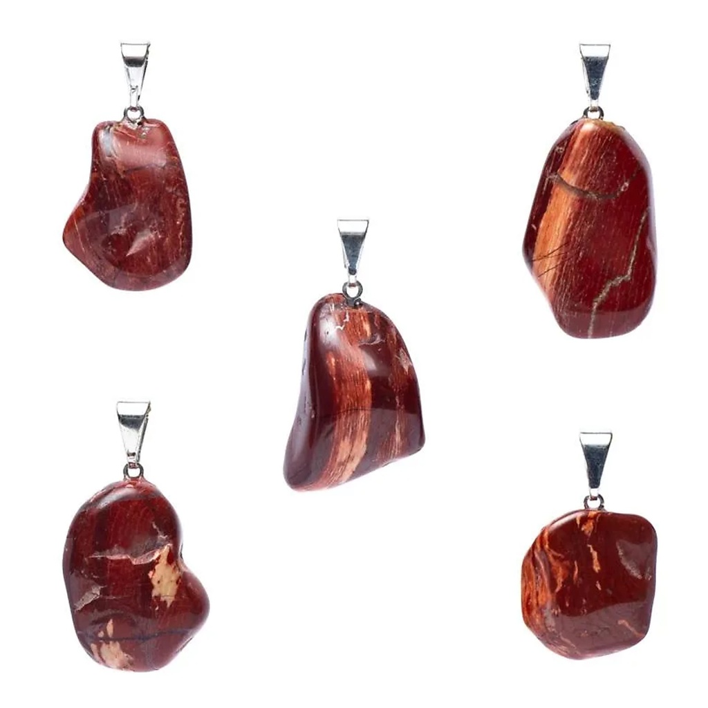 Pendentif en pierre précieuse jaspe peau de serpent percée -- ±2 cm