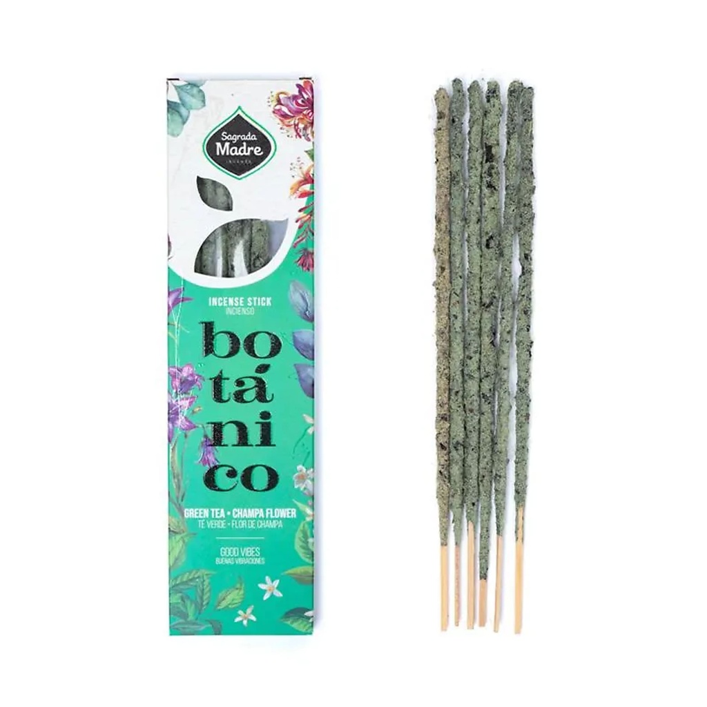 Sagrada Madre Encens botanique Thé vert & Champa -- ±20g