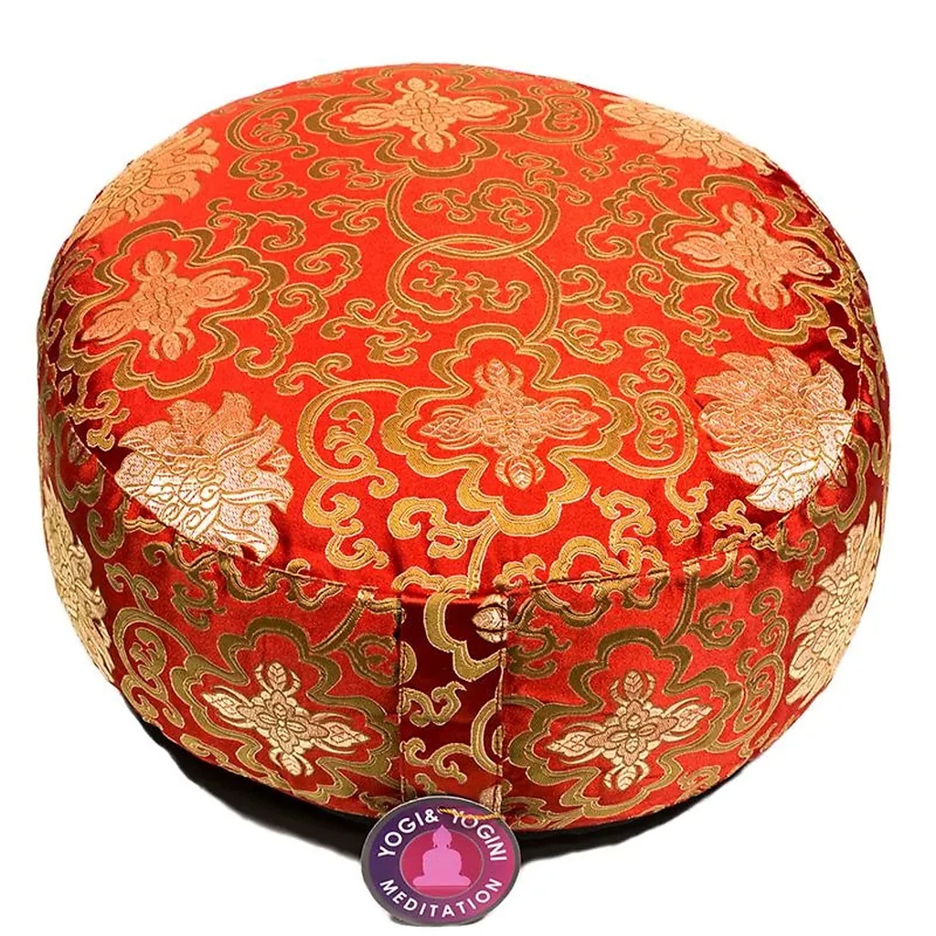 [8718969174886] Coussin de méditation fleur de lotus rouge | 33x17 cm