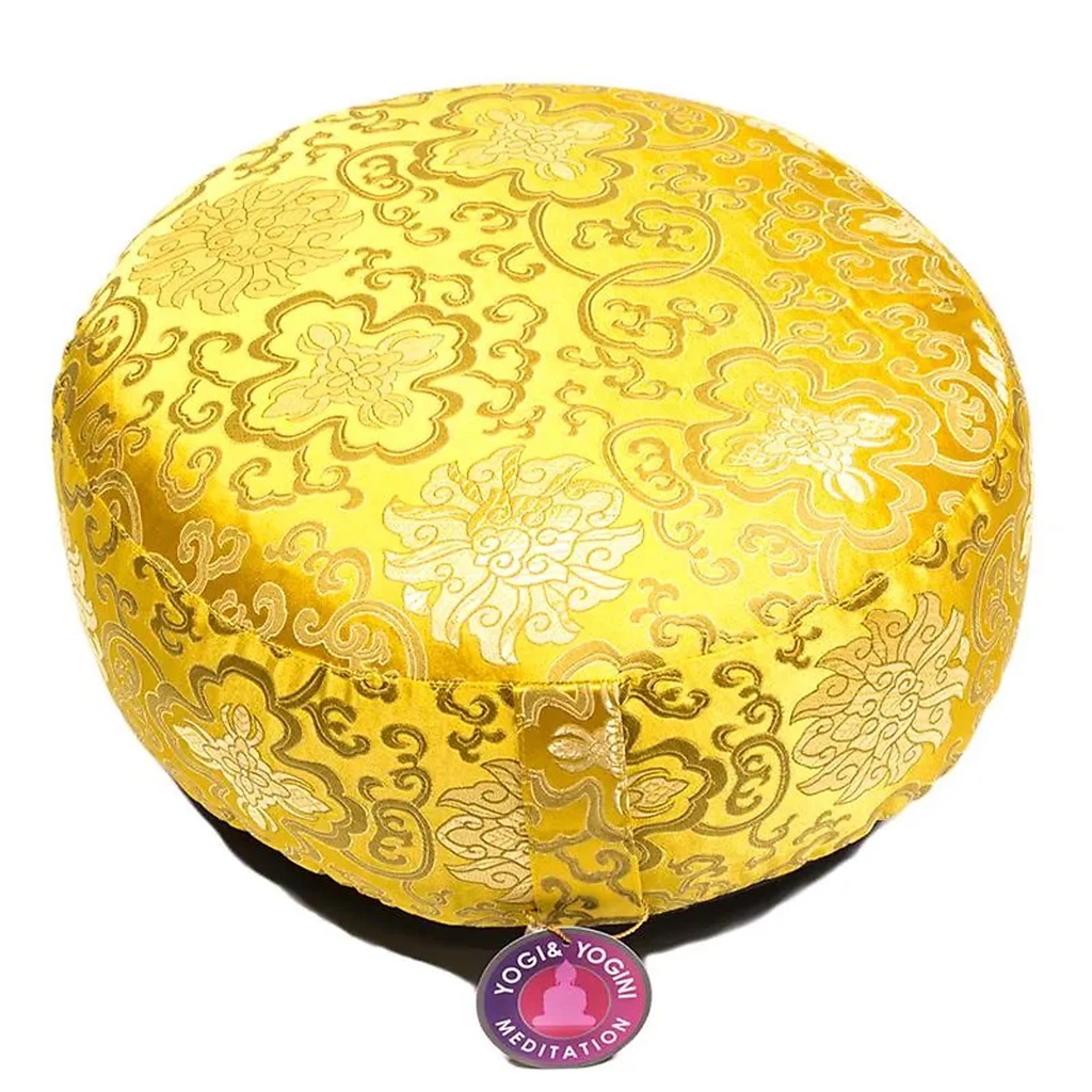 [8718969174893] Coussin de méditation fleur de lotus couleur d'or | 33x17 cm