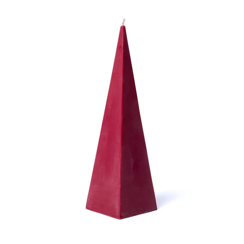 Bougie pyramide rouge inodore -- 21x6cm