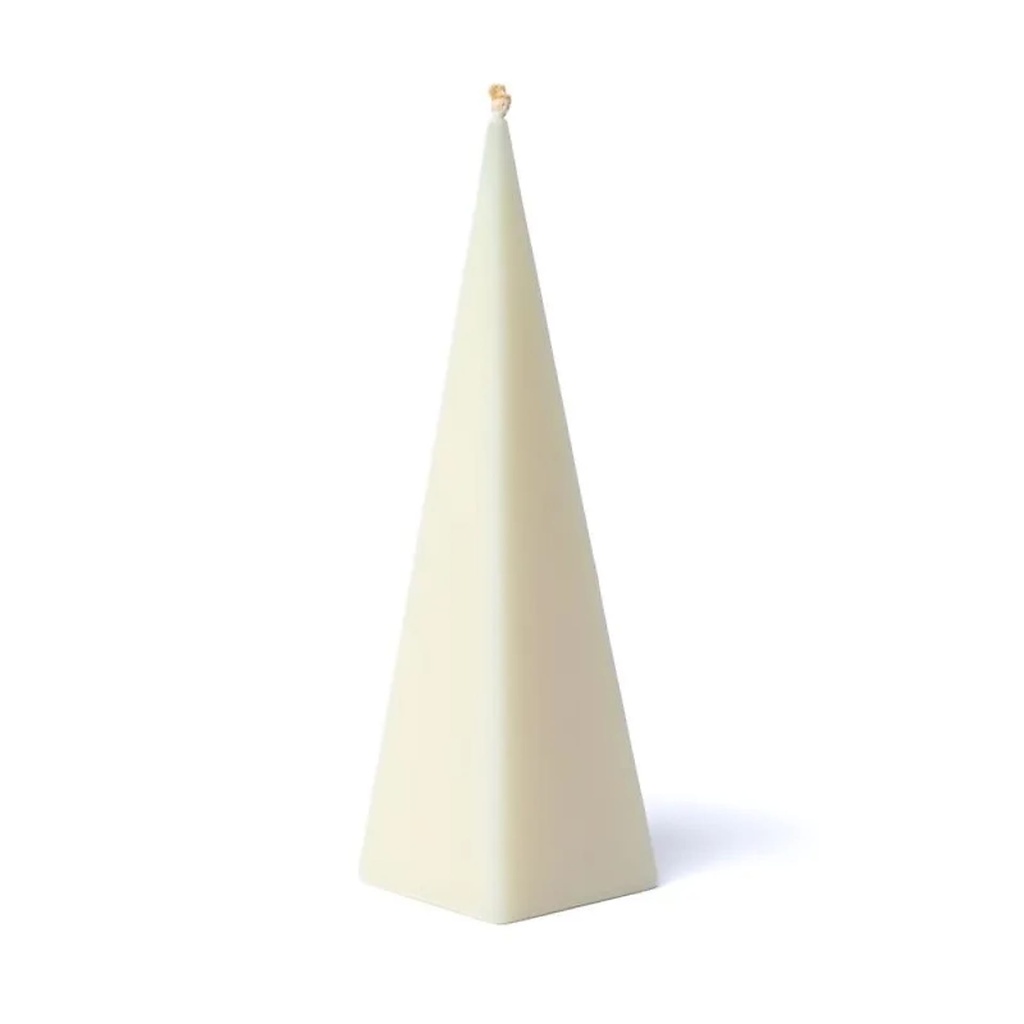 Bougie pyramide blanc cassé inodore -- 21x6 cm