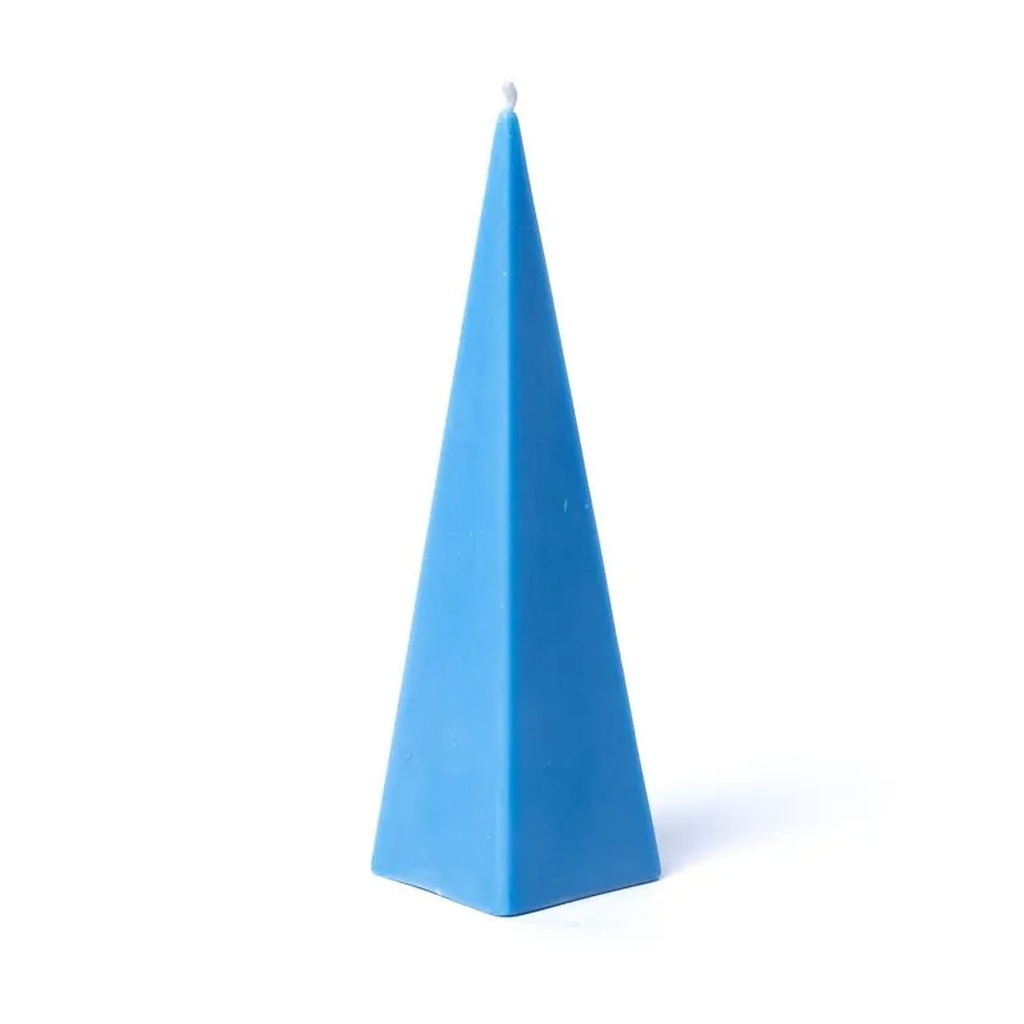 Bougie pyramide bleu ciel -- 21x6 cm