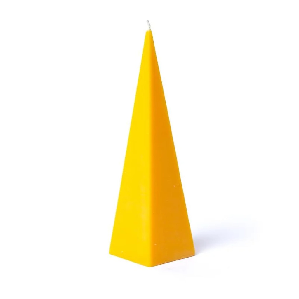Bougie pyramide jaune inodore -- 21x6 cm