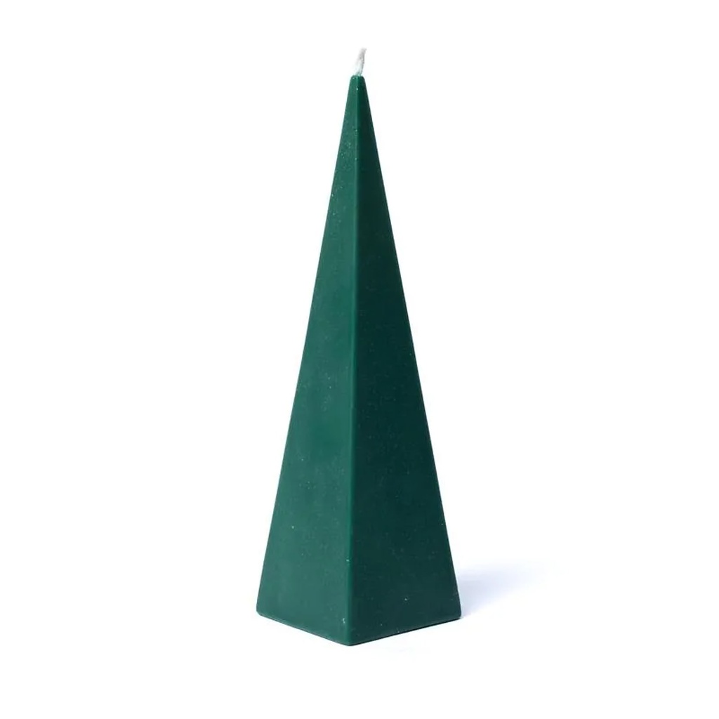 Bougie pyramide vert foncé inodore -- 21x6 cm