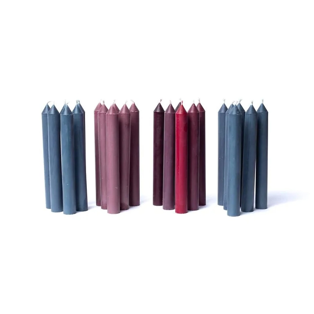 Bougies de table recyclées non parfumées lot de 24 -- 19x2.2 cm