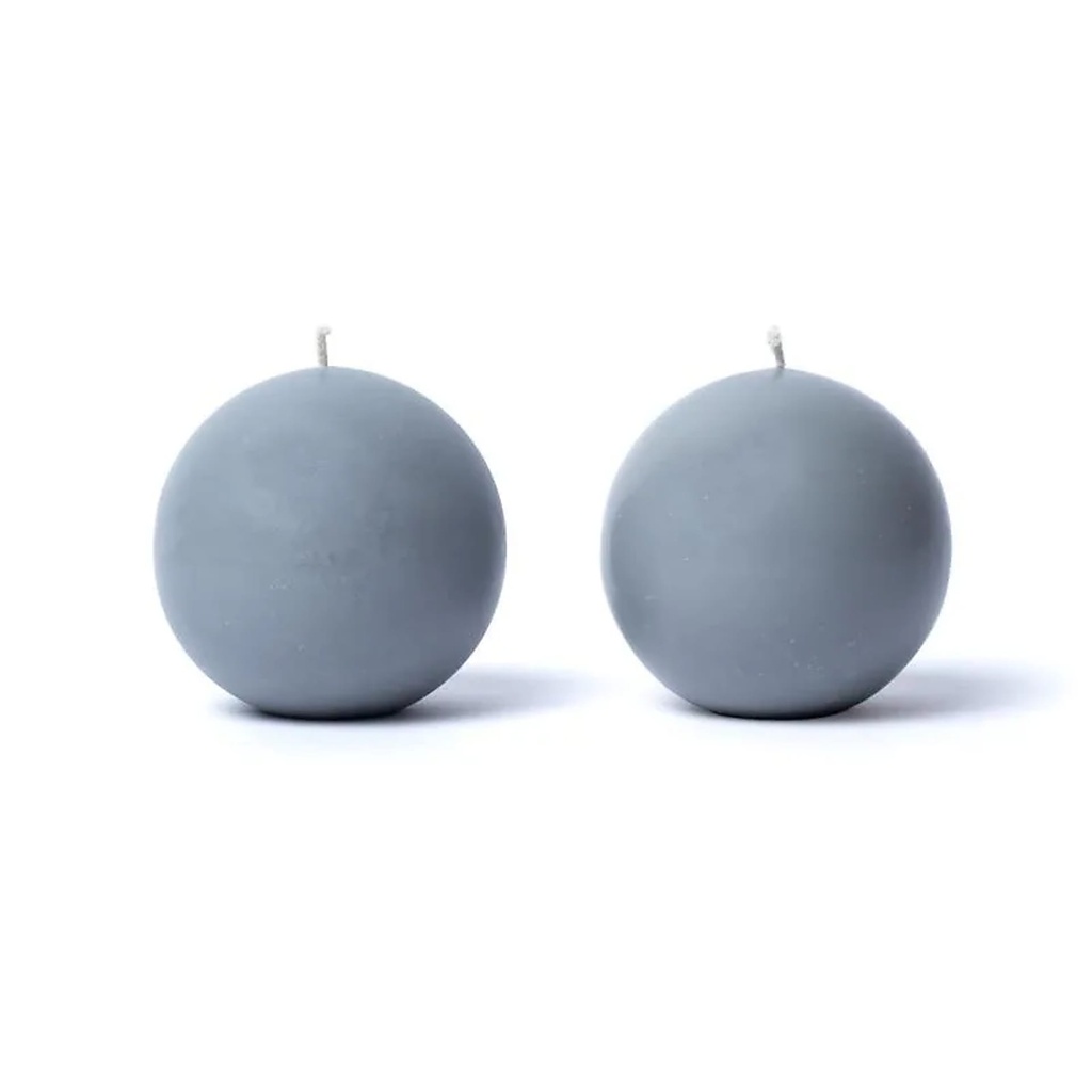 Bougie boule grise non parfumée -- 7,5 cm