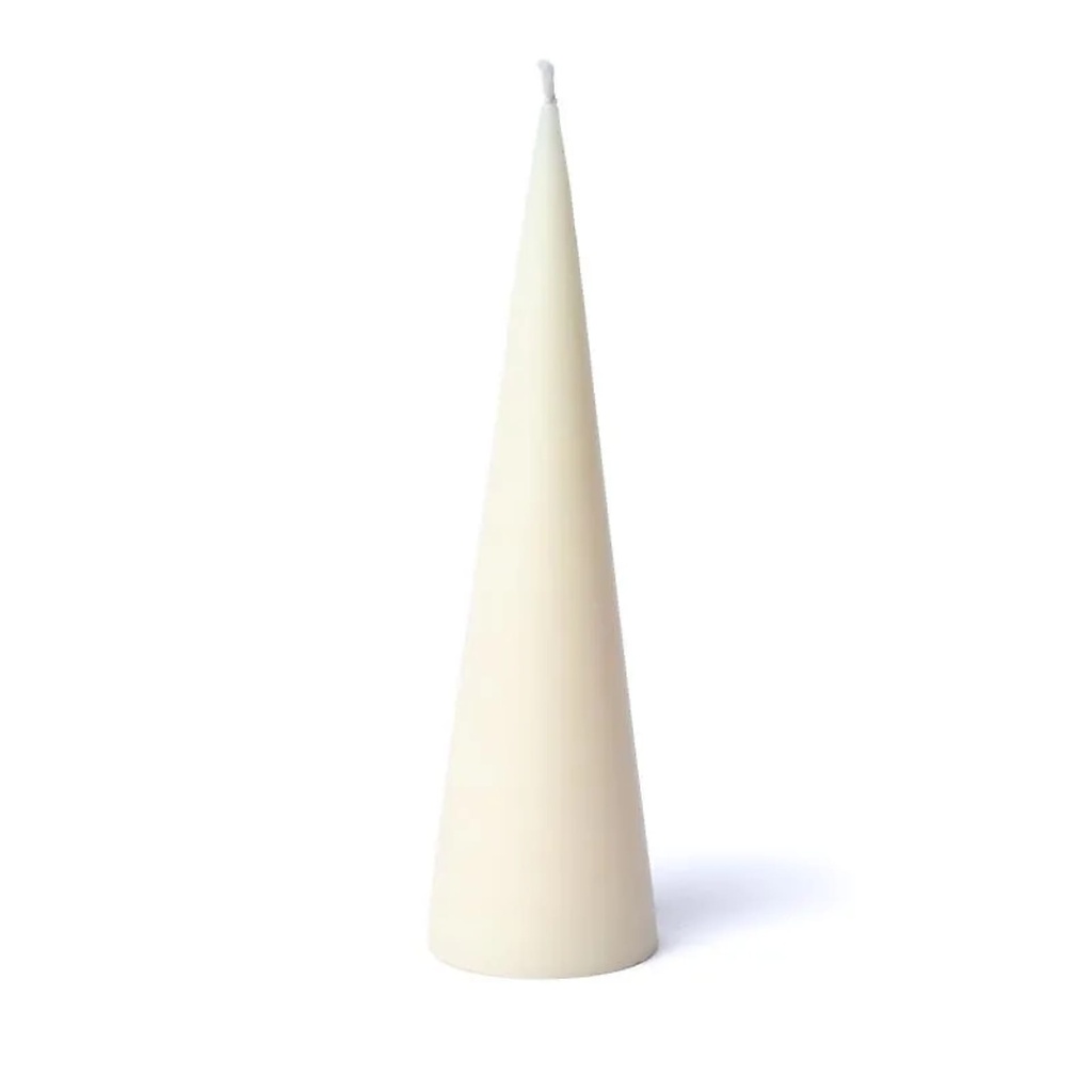 Bougie cône blanc cassé non parfumée -- 21x6cm