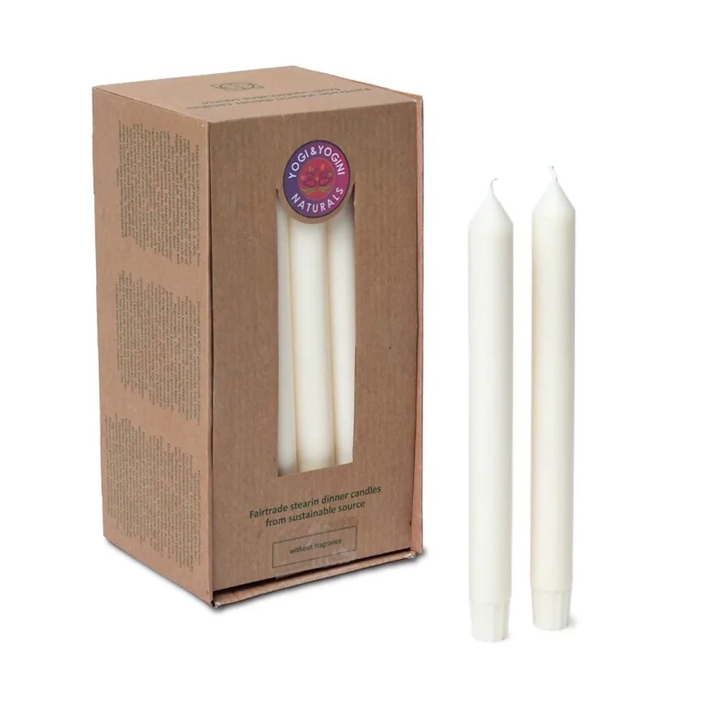 Bougie de table non parfumée stéarine blanc cassé -- 21x2.2cm