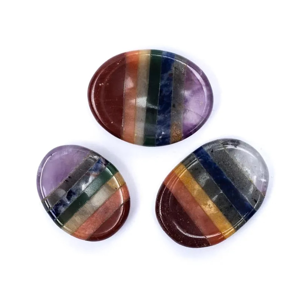 Pierres de souci  7 chakras -- ±2.5x4.5cm