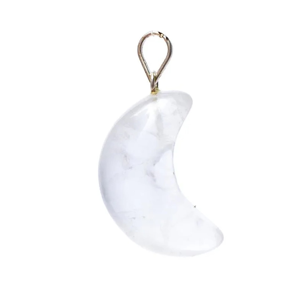 Pendentif en Cristal de Roche en forme de lune -- ±2x1,5cm