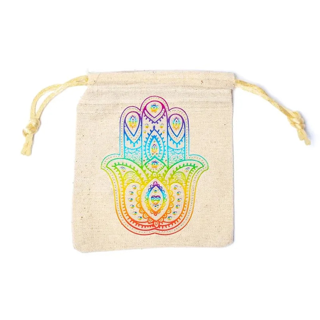 Pochette en coton Khamsa -- 10x11cm