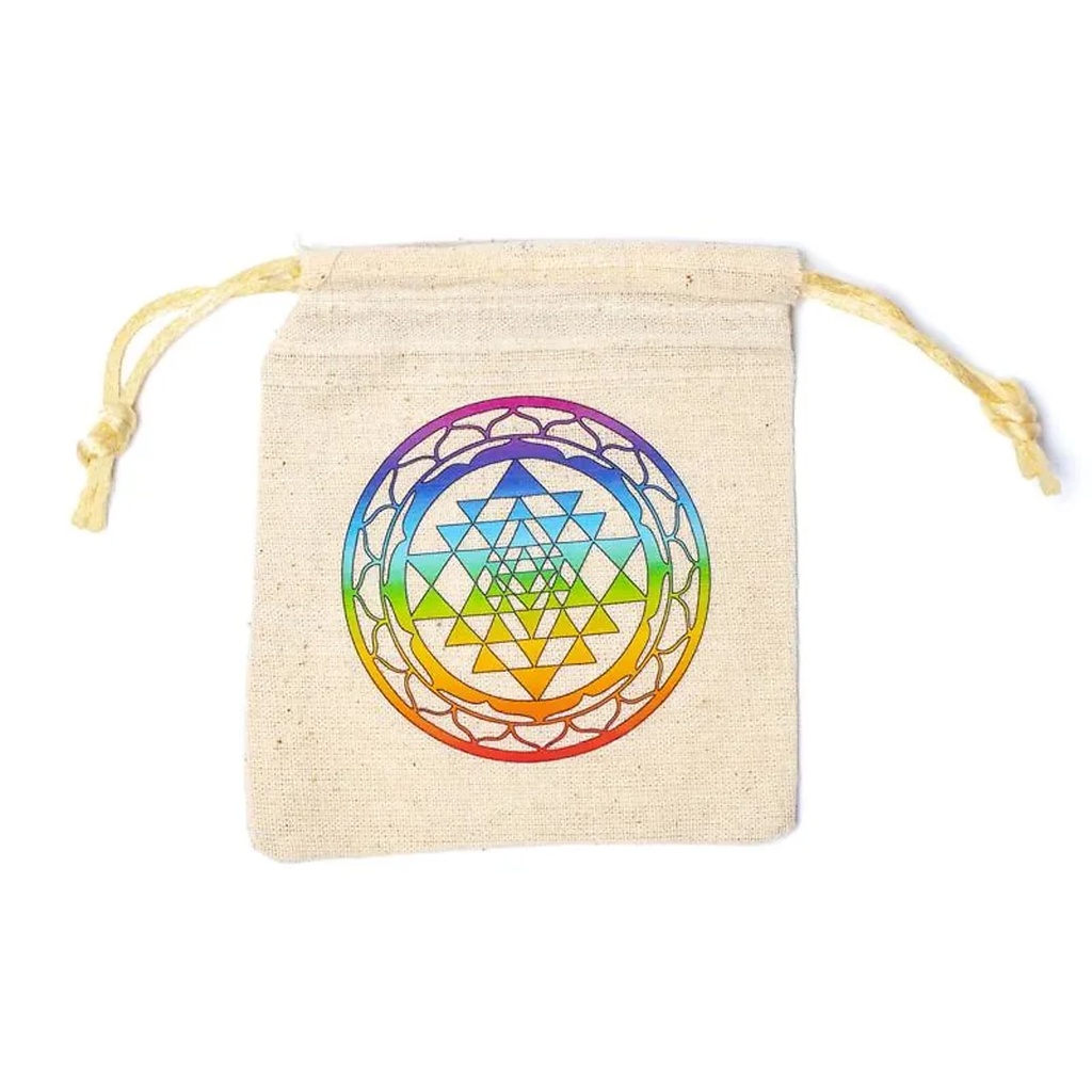 Pochette en coton Sri Yantra -- 10x11cm