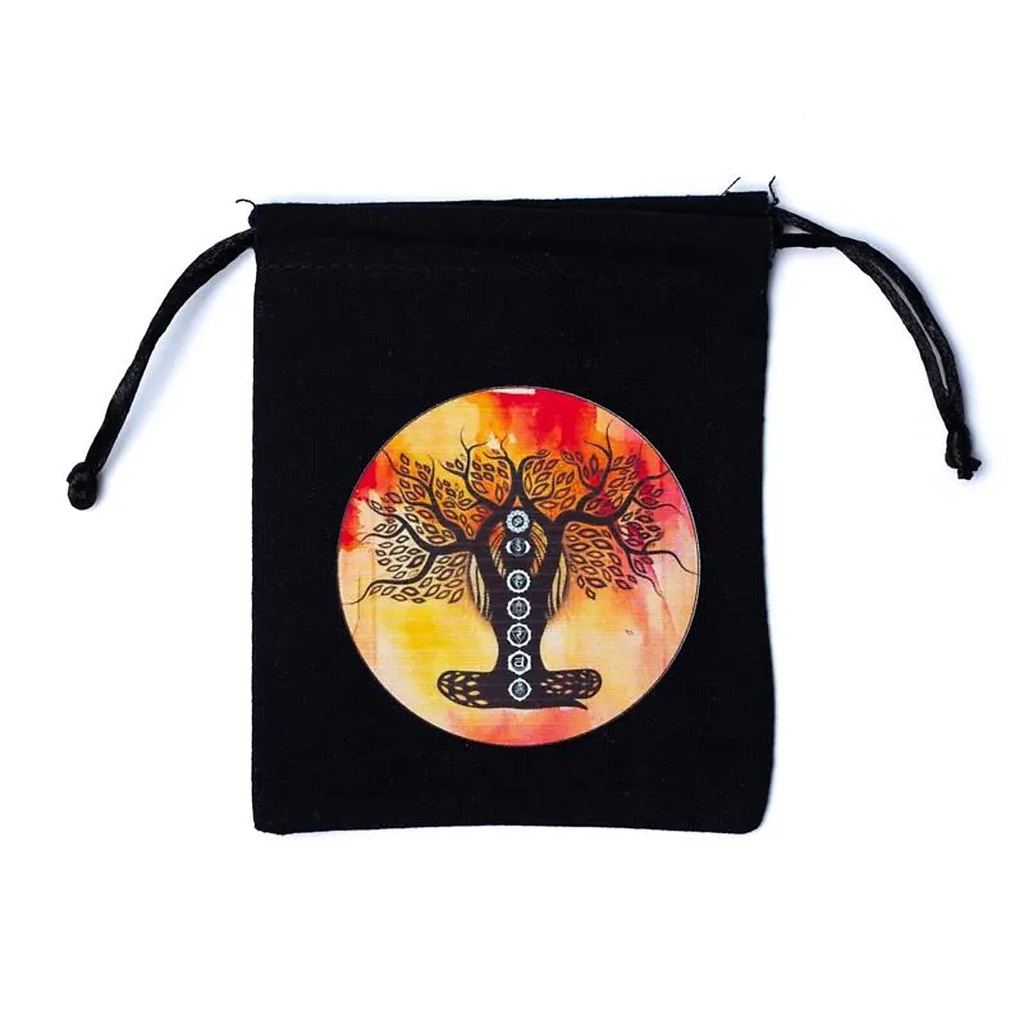 Pochette en coton Arbre de Vie noir -- 12x10,5cm