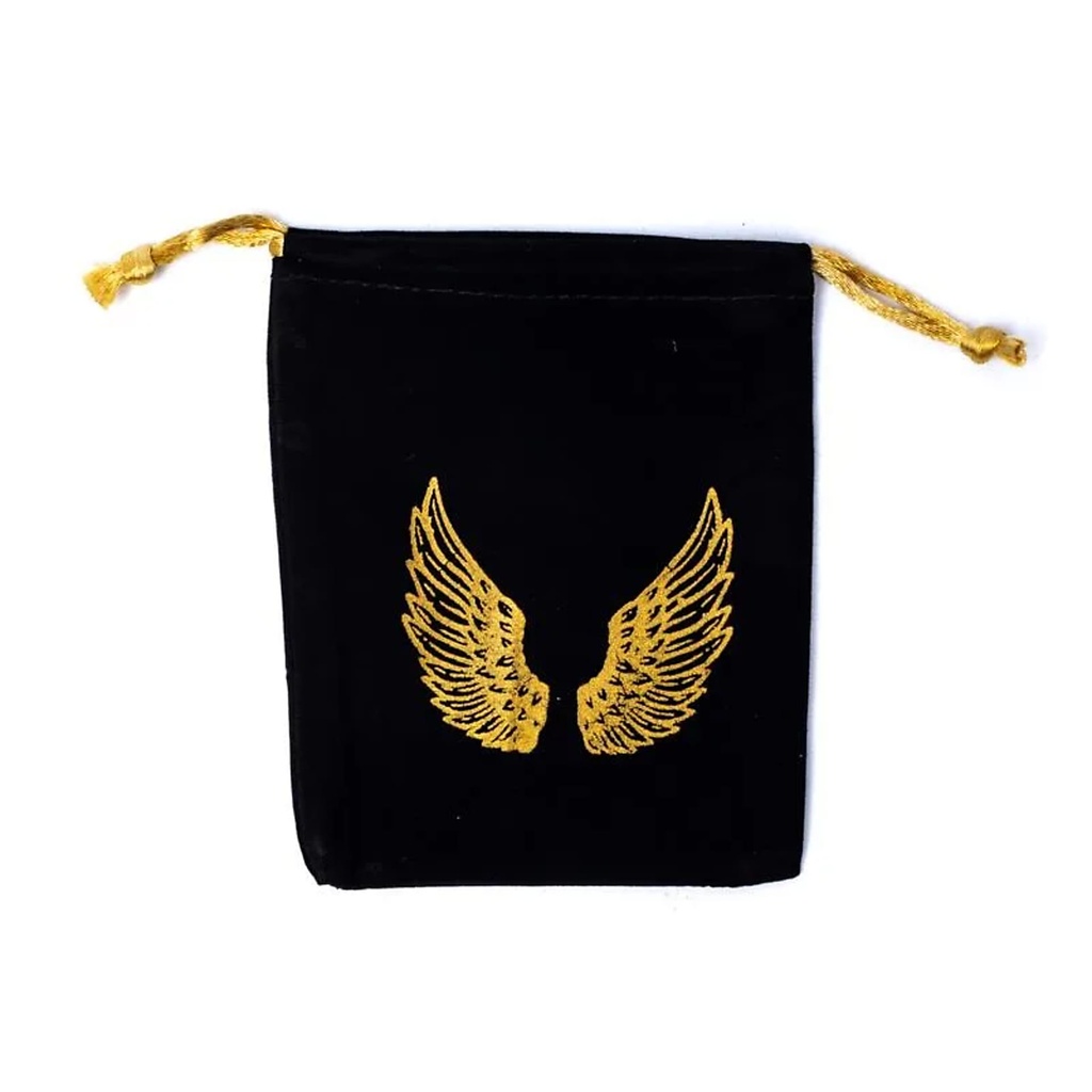 Pochette velours ailes d'ange -- 10x11cm