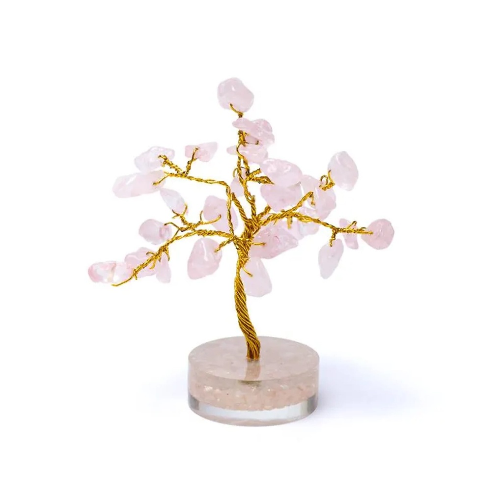 [8721139290996] Arbre de pierres précieuses en quartz rose -- ±8cm
