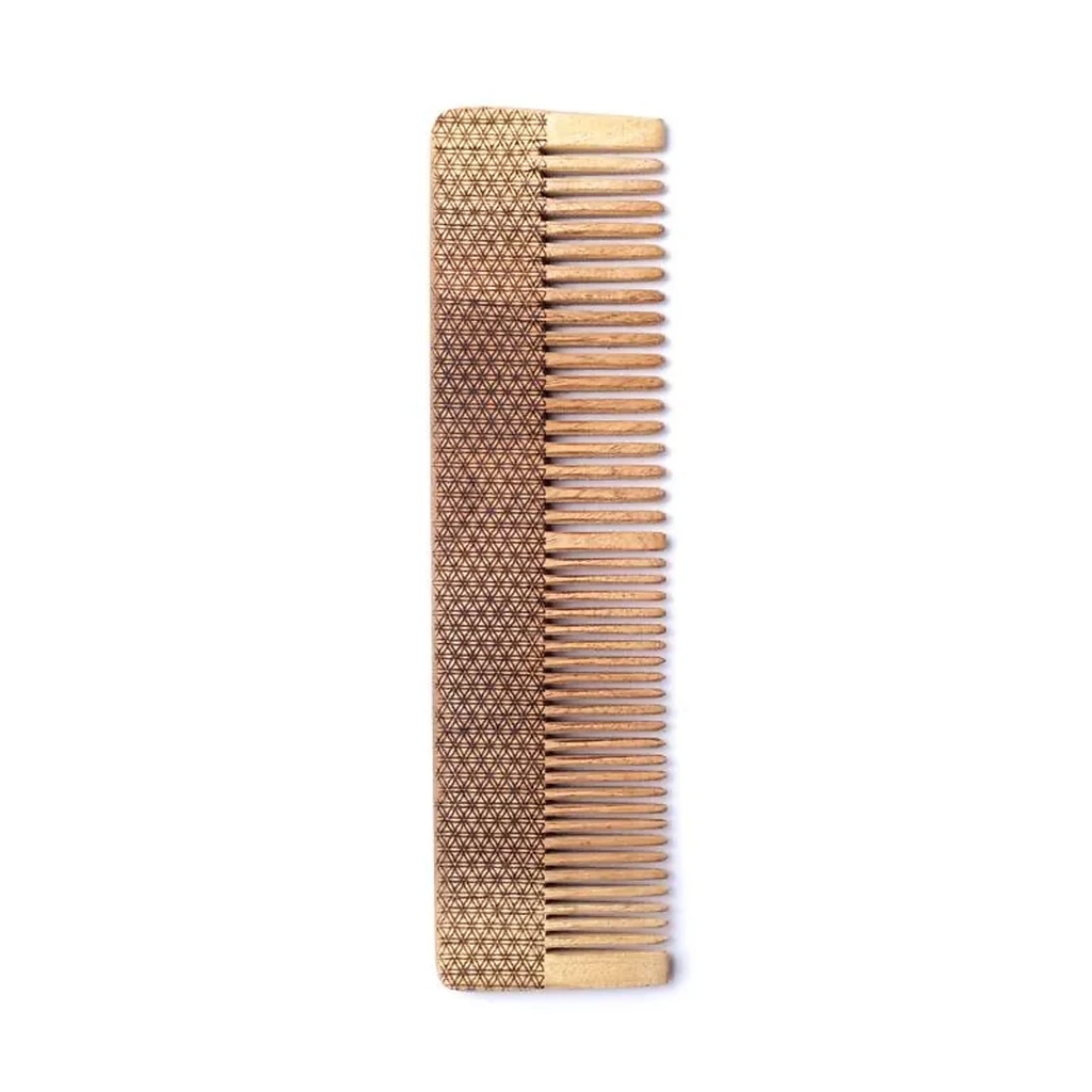 Peigne en bois naturel Fleur de Vie -- 19cm