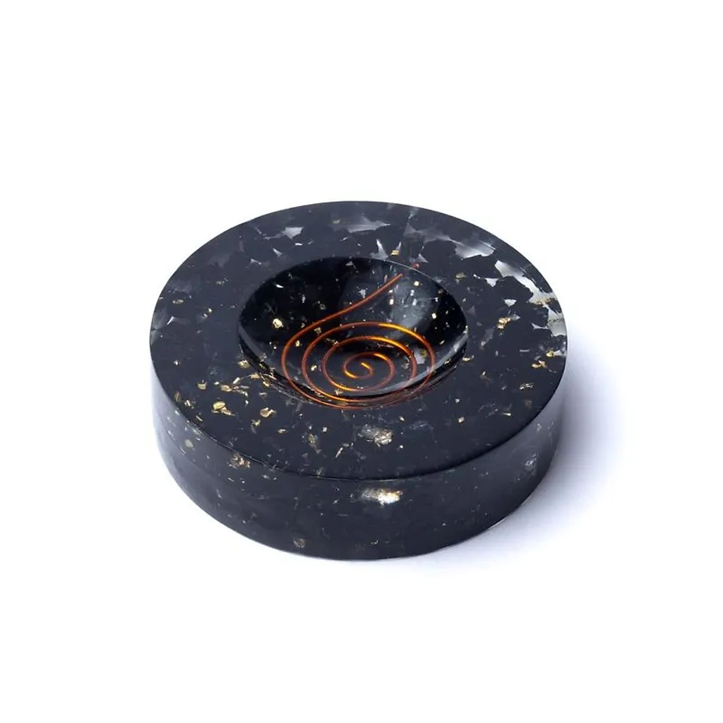 Orgonite porte sphère avec tourmaline noire -- 6cm