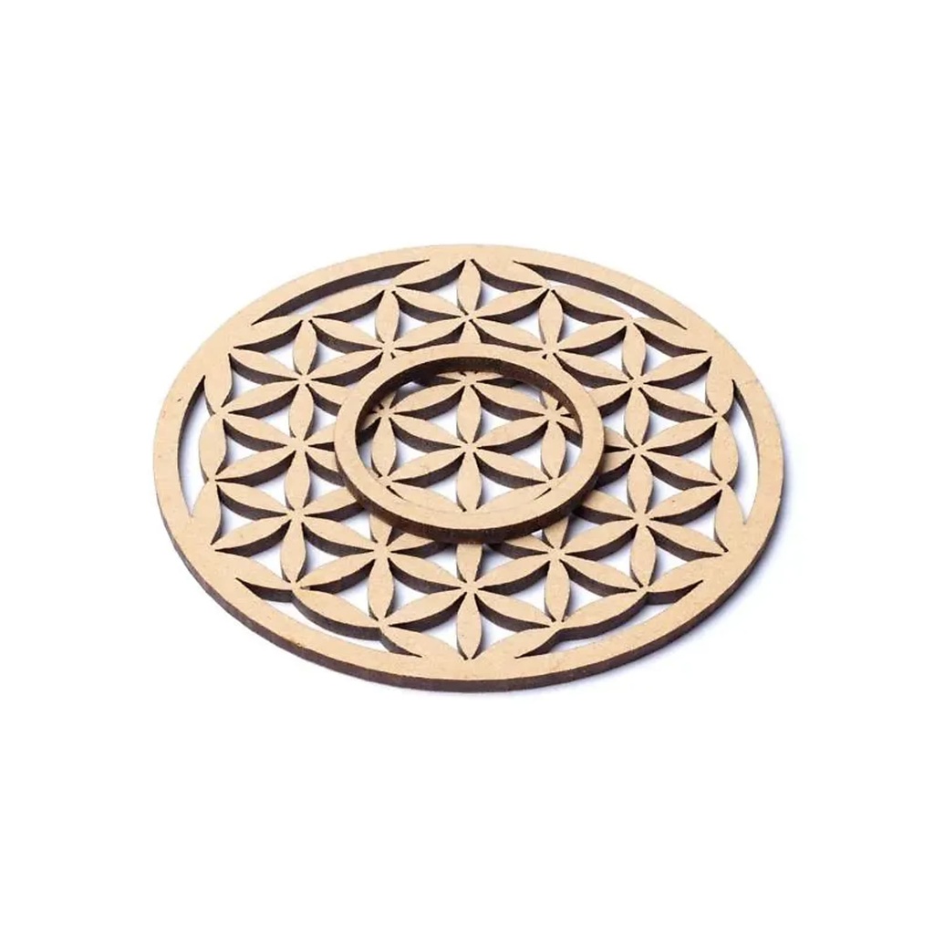 Support pour sphère en pierre fleur de vie -- 7 cm