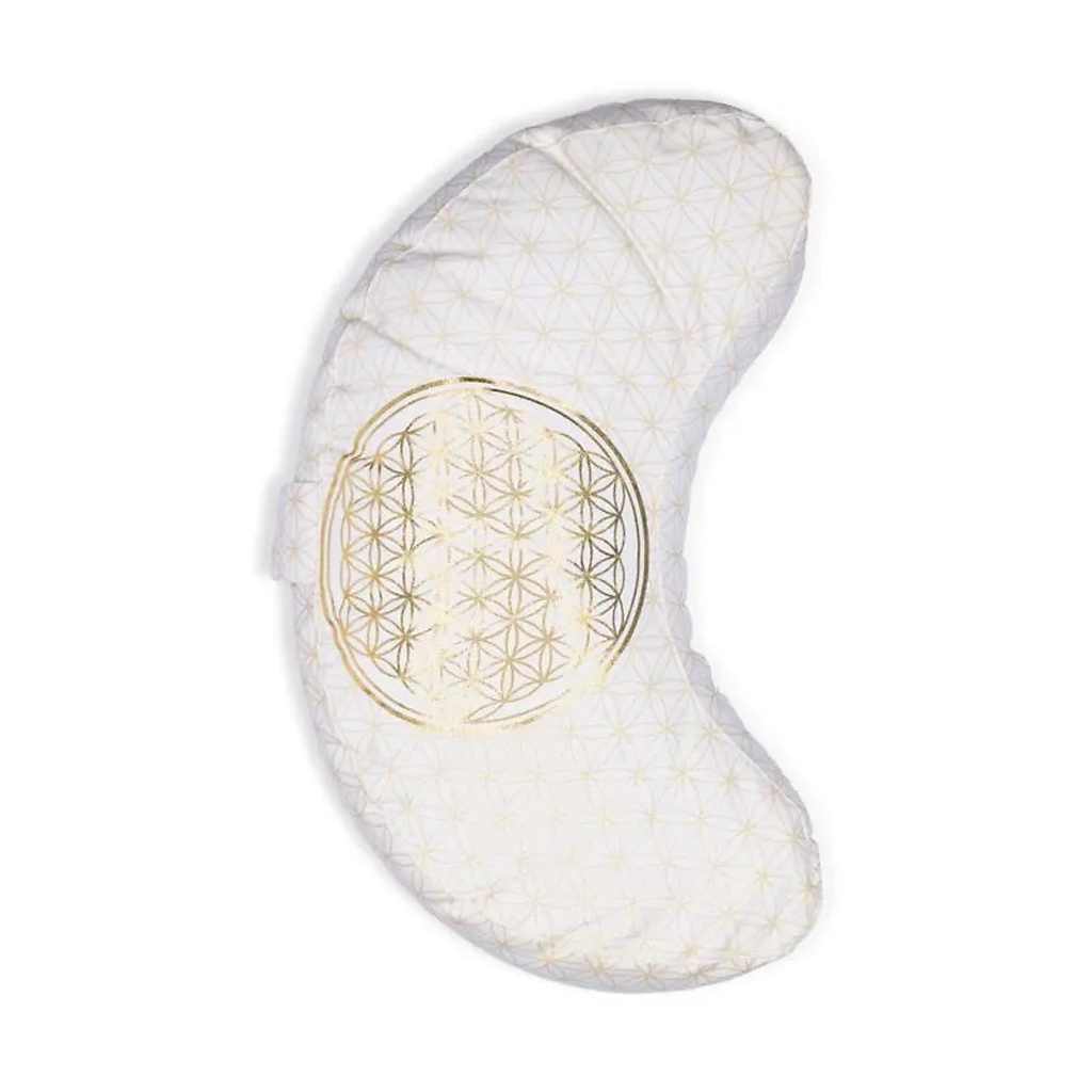Coussin de méditation fleur de vie croissant coton bio (OCS) -- 37x17x13cm; ±1210g