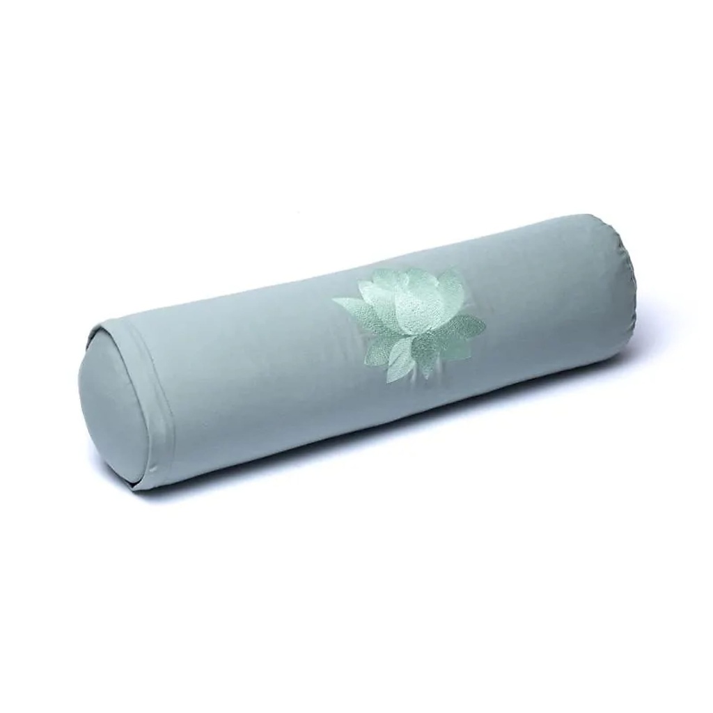 Bolster rond lotus vert sauge coton biologique (OCS) -- 60x16 cm ; 2300g