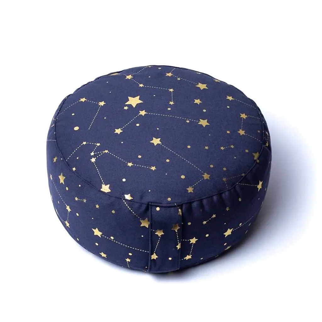 Coussin de méditation ciel étoilé bleu marine coton biologique (OCS) -- 33x13 cm ; 2100g