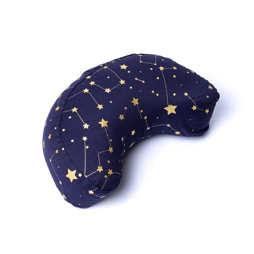 Coussin de méditation croissant ciel étoilé bleu marine coton biologique (OCS) -- 37x17x13 cm; 1008g