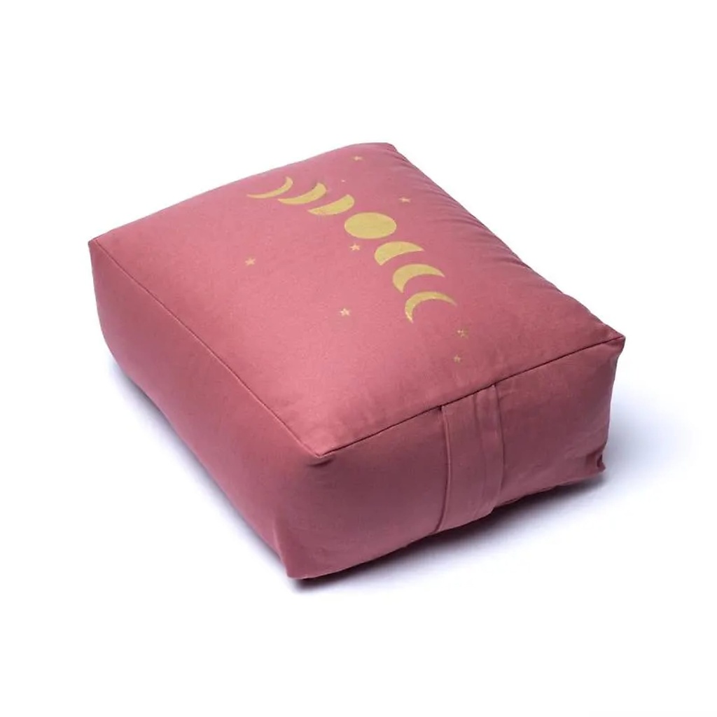 Coussin de méditation rectangulaire phases de la lune mauve coton biologique (OCS) -- 38x28x13 cm; 2770g