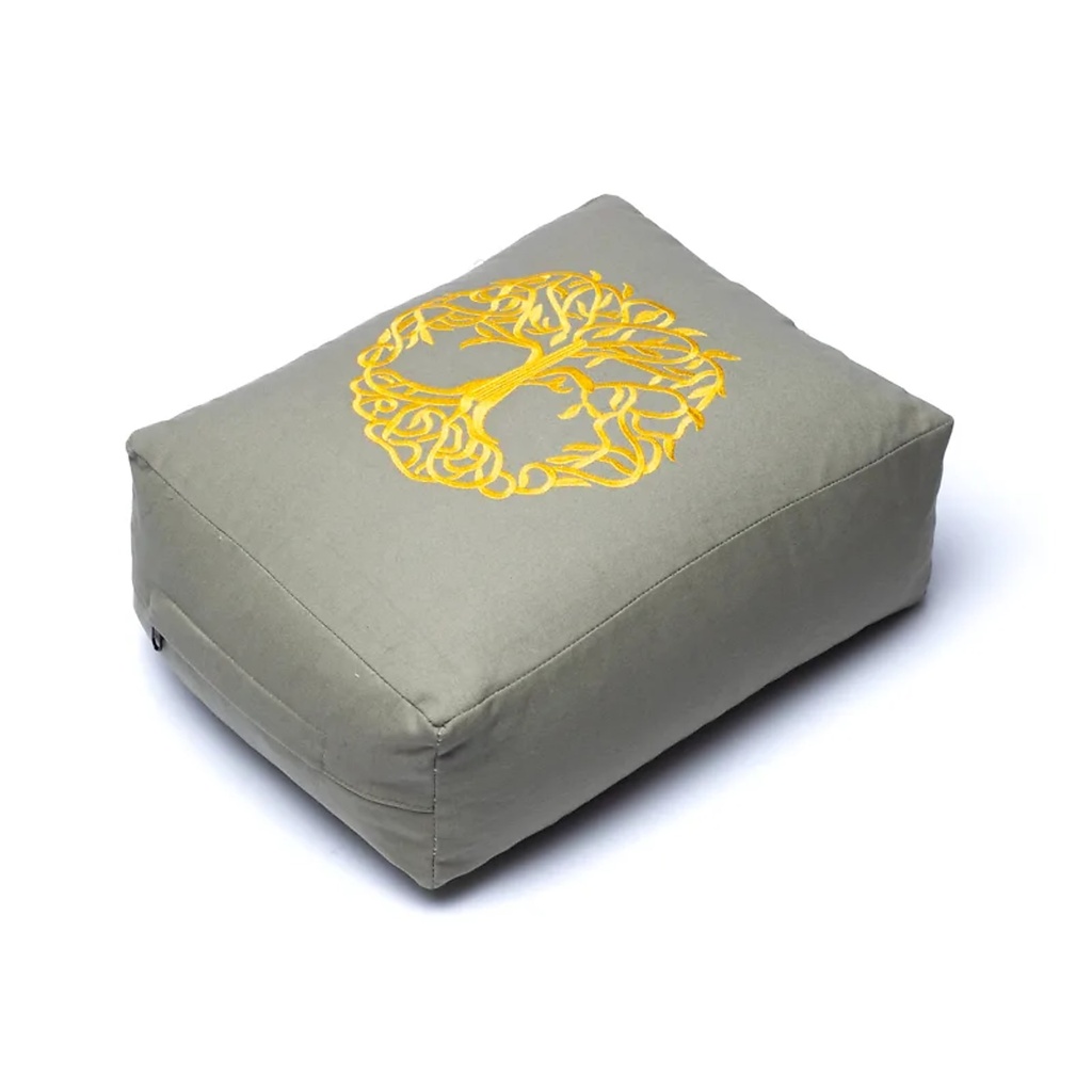 Coussin de méditation / Bolster Yoga arbre de vie rectangulaire coton bio ( OCS ) -- 38x28x13 cm