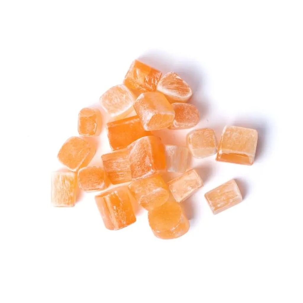 Sélénite orange (Espar de sélénite et de satin) pierres polies -- ±1,5-3,5cm ; ±300g