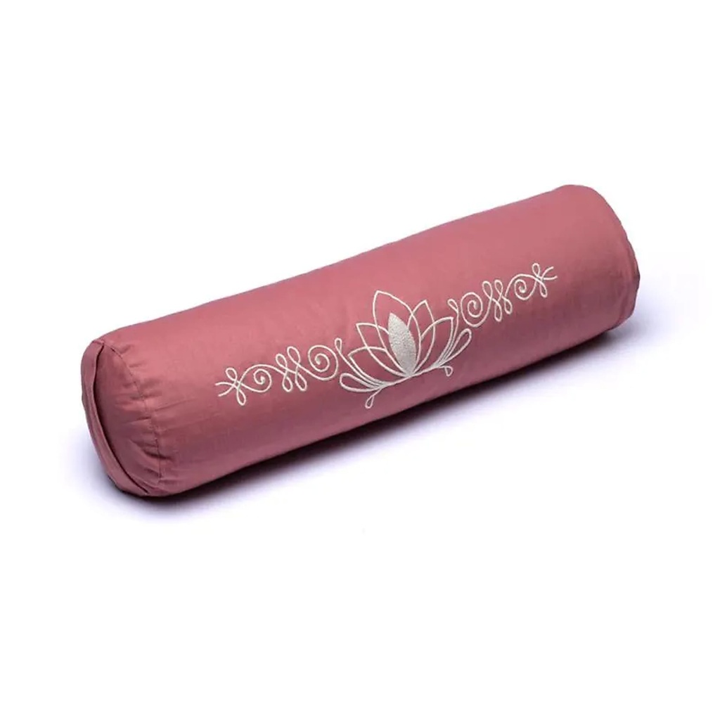 Bolster de méditation rose ancien lotus coton biologique (OCS) -- 60x16 cm; 2300g	