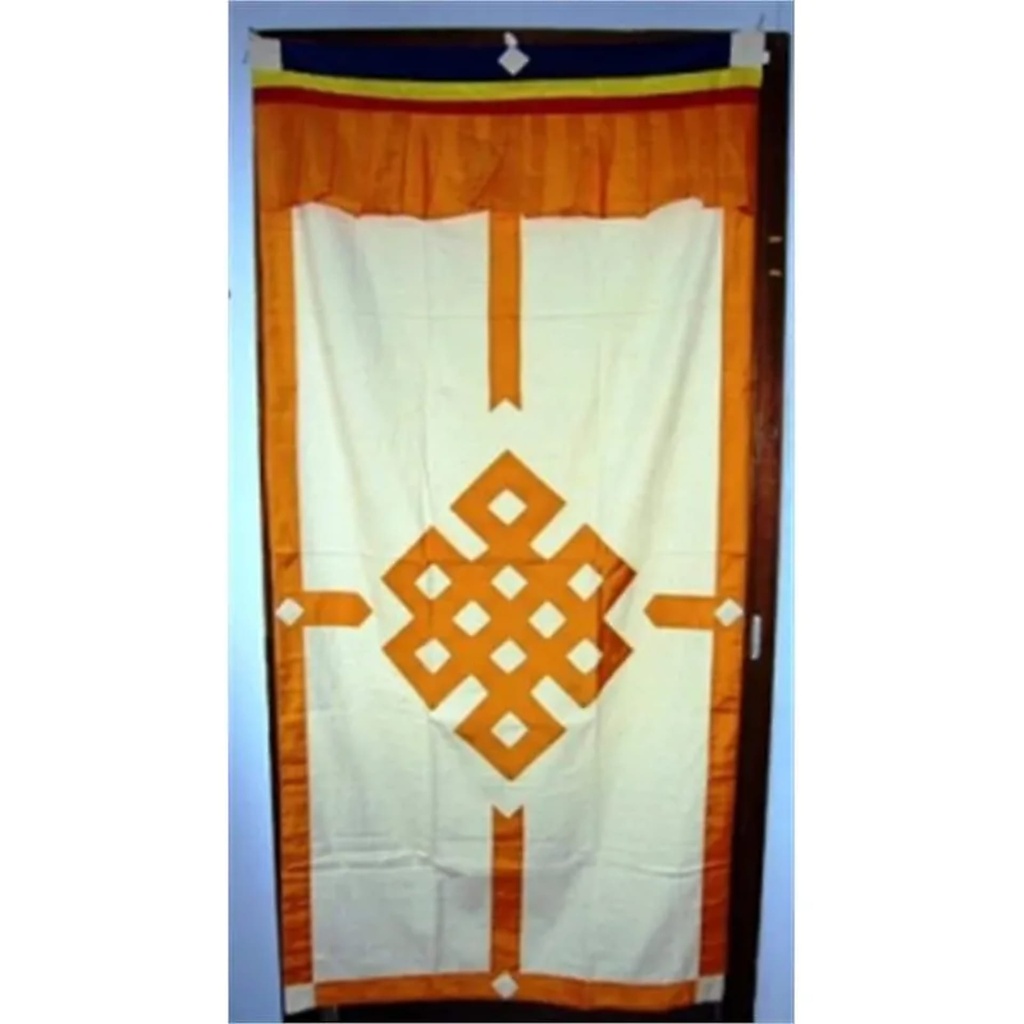 Rideaux tibétain pour porte ivoire et jaune | 178x85 cm