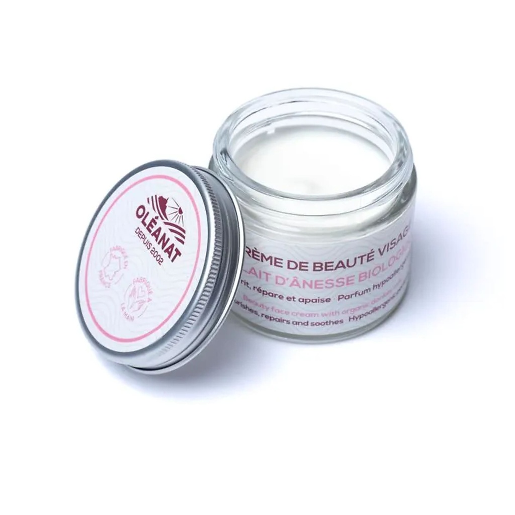 Oléanat crème de beauté visage au lait d'Ânesse BIO -- 50ml