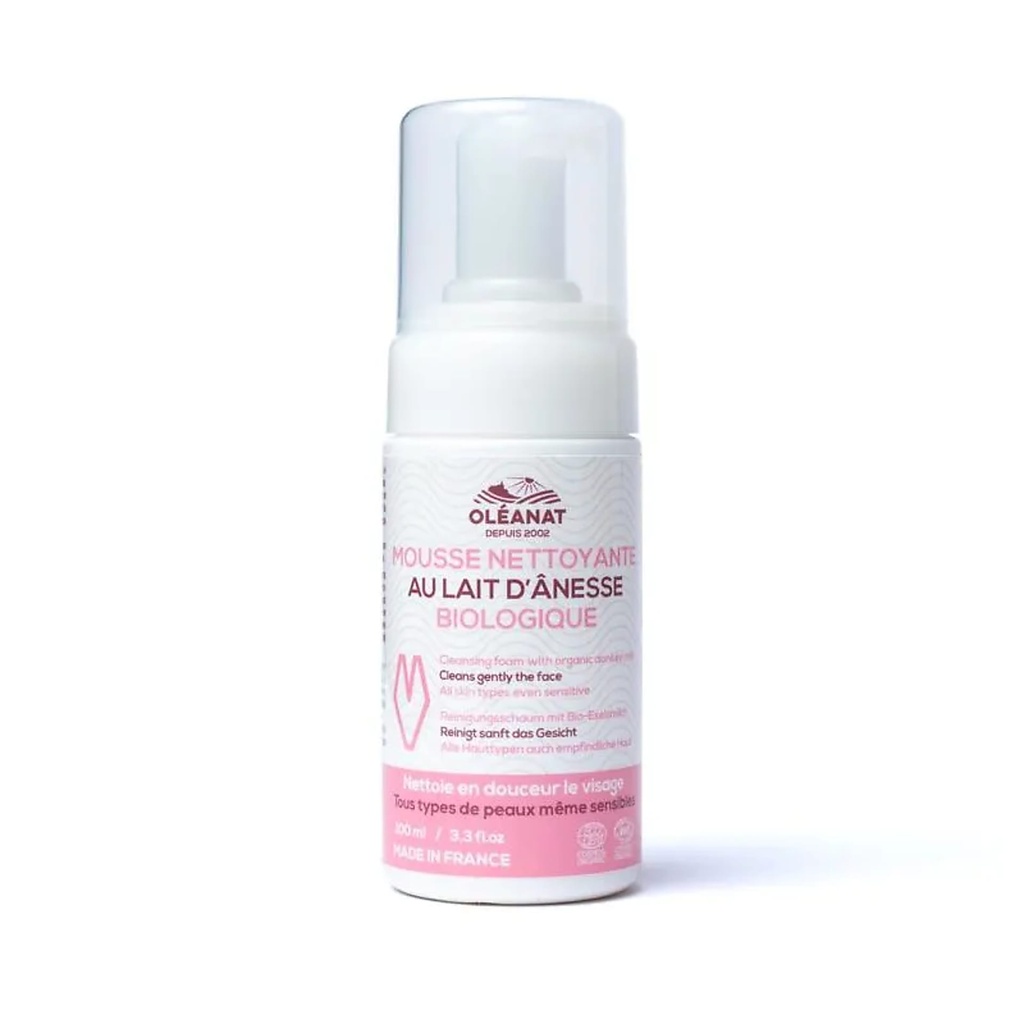 Oléanat mousse nettoyante visage au lait d'ânesse BIO -- 100ml