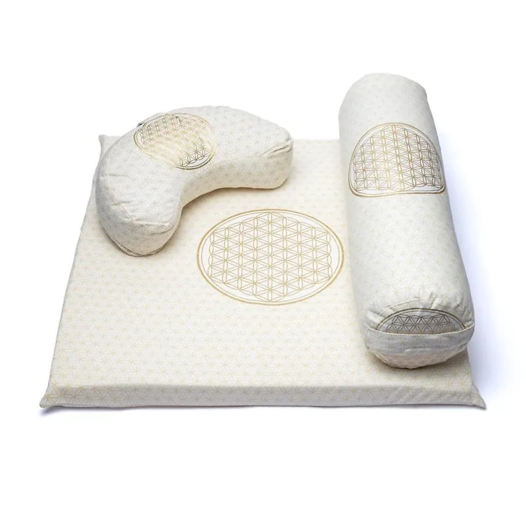 Set de méditation 4 Fleur de vie en coton biologique (OCS) -- 65x65cm ; 3750g