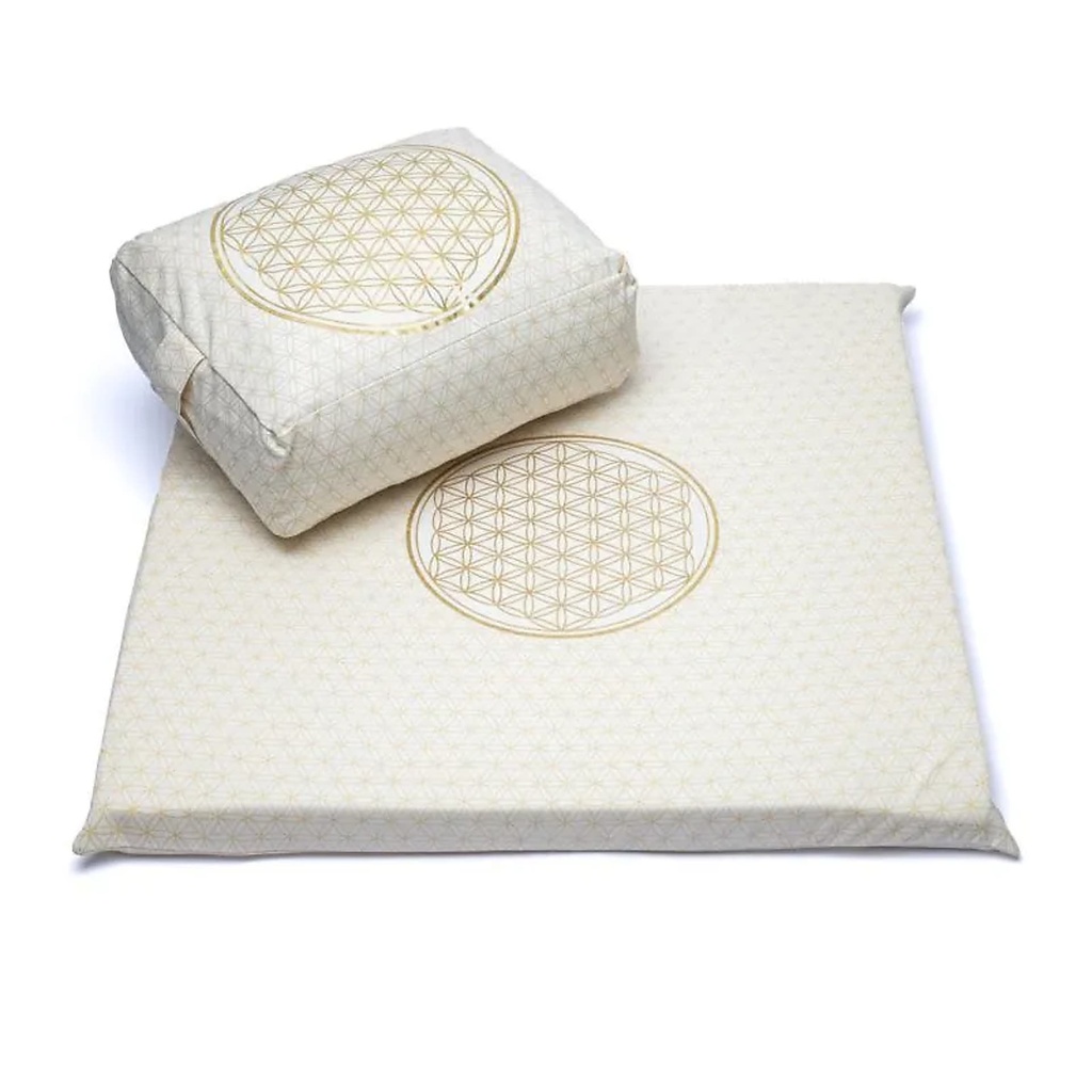 [8720512979145] Set de méditation 5 Fleur de vie en coton biologique (OCS) -- 65x65cm ; 3009g