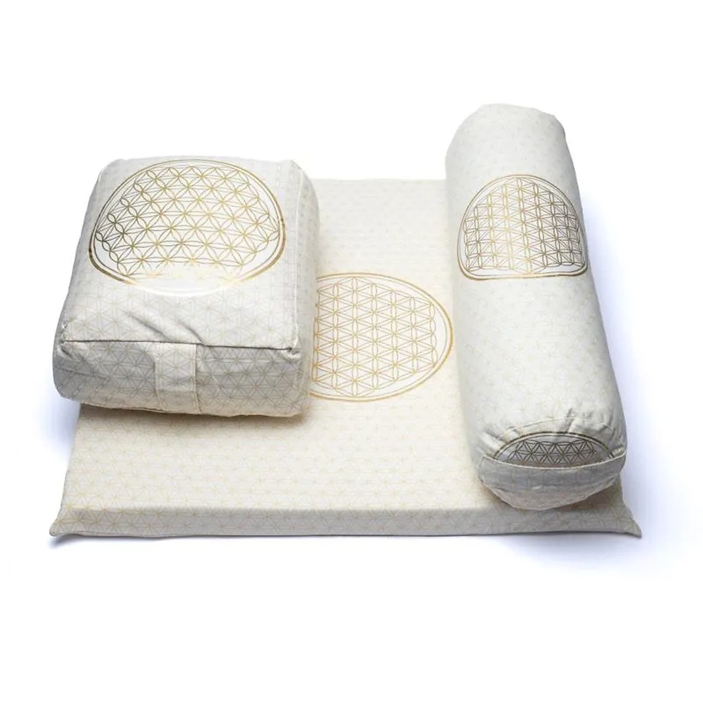 [8720512979183] Set de méditation 6 Fleur de vie en coton bio (OCS) -- 65x65cm ; 5779g