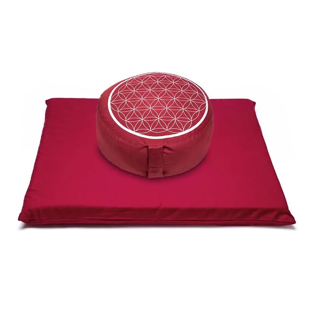 [8720512979176] Set de méditation Fleur de vie rouge -- 65x65cm ; 1247g
