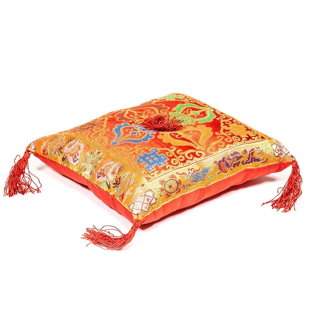 Coussin rouge double Dorge pour bol tibétain | 20x20 cm